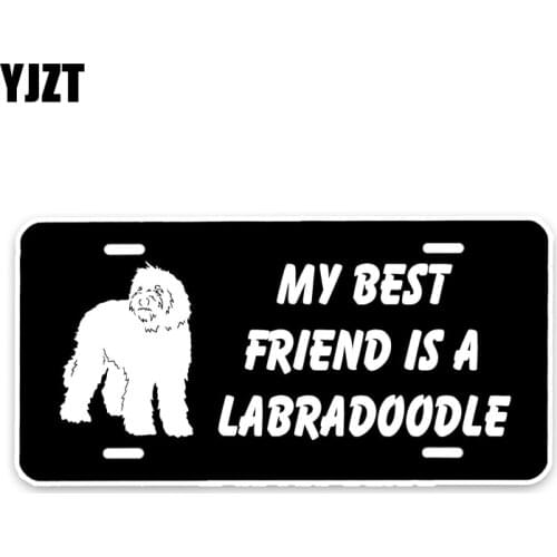 YJZT 15*7.3CM My best friend is a Labradoodle Dog PVC Car Decoration Car Sticker Decals C1-4634
