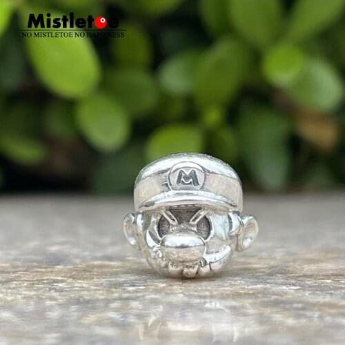 Mistletoe 925 Sterling Silver Cartoon Mario Charm Bead Jewelry