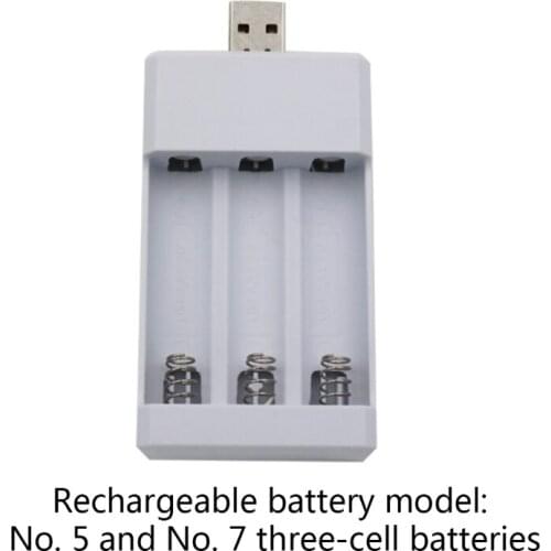 USB Plug Charger Compact 3-Slot Charger 5V/2A for rechargeable Ni-Cd Battery AA /AAA1.2V Portable Battery (Non-Battery)