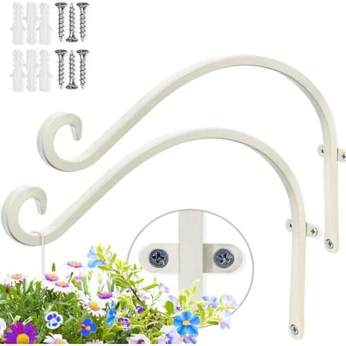 Iron Metal Shepherd Hook White Yard More Convenient 2pcs/set For Home Balcony Flower Pot Stand Hooks Swivel Plant Hanger