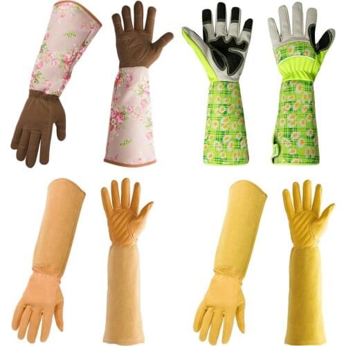 1 Pair Gloves Heavy Duty Gardening Rose Pruning Gauntlet Gloves Thorn Proof Long Sleeve Work Welding Garden Gloves