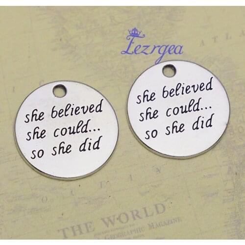 10pcs/lot--23mm, Antique silver plated She Believed She Could So She did charms,DIY supplies, Jewelry accessories