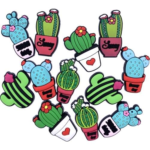 100PCS Lovely Accessories Component Crafts Plant Cactus Icon PVC Flat Back For DIY Phone Case Jewelry Scrapbook Kids Gifts