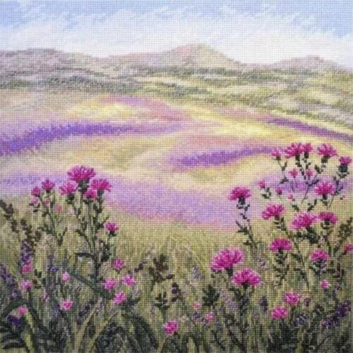 14/16/18/25/22 COLOR AIDA Counted Cross Stitch Kit Meadow Secrets Spring hillside flowers tulip landscape scenery 10523