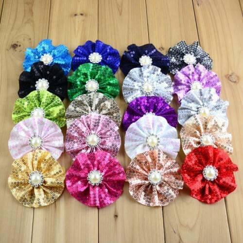 20 pcs/lot , 2.75" inch Ballerina Sequin Flower with Pearl rhinestone center