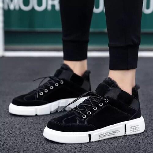 2021 New Four Season Fashion Mens Casual Sneakers Fur Warm Sport Shoes Male Comfort Outdoor Hiking Lace-Up Male Trainning Shoes