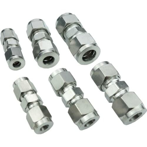 3/4/6/8/10/12/14/16/18/20/22/25 mm OD Equal Straight Union Connector Double Ferrule Compression Fitting stainless steel 304