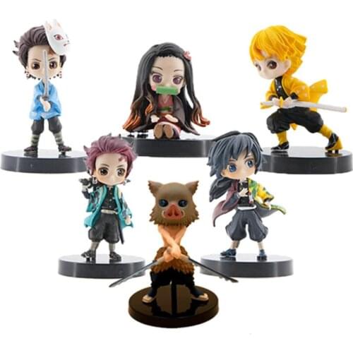 3pcs/set demon slayer qposket action figures Nezuko Zenitsu Tanjirou Giyuu Inosuk Kimetsu no Yaiba Model Figurine Toy