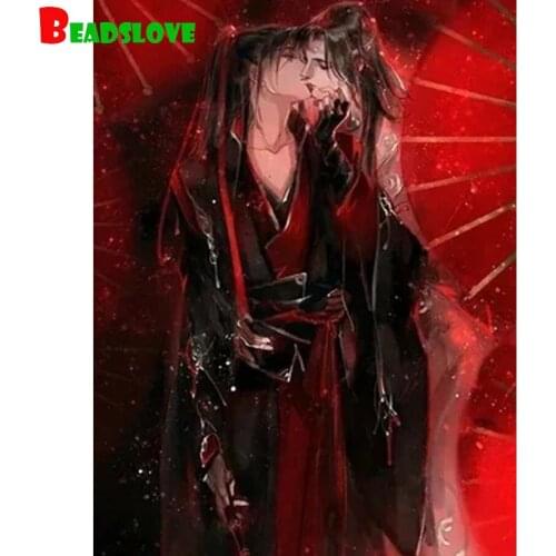 5D diamond painting full square drill Diamond embroidery Japanese anime lover umbrella Diamond painting diy diamond mosaic gift