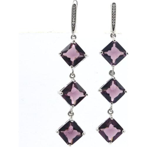 20x19mm Highly Recommend Created Paris Blue Topaz Smoky Topaz CZ for Women Silver Earrings Drop Shipping