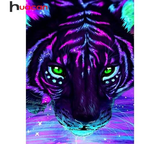 Huacan Diamond Embroidery Complete Kit Tiger 5D Diamond Painting Full Drill Square Mosaic Animal Handicraft Home Decoration
