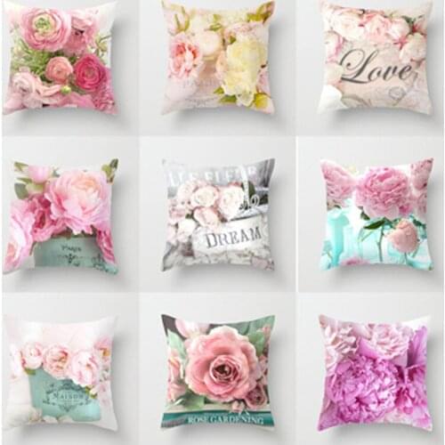 American Country Rose Mediterranean Nordic Styling Flower Car Sofa Bed Cushion Peach Cashmere Pillow Case Decor Pillow Cover