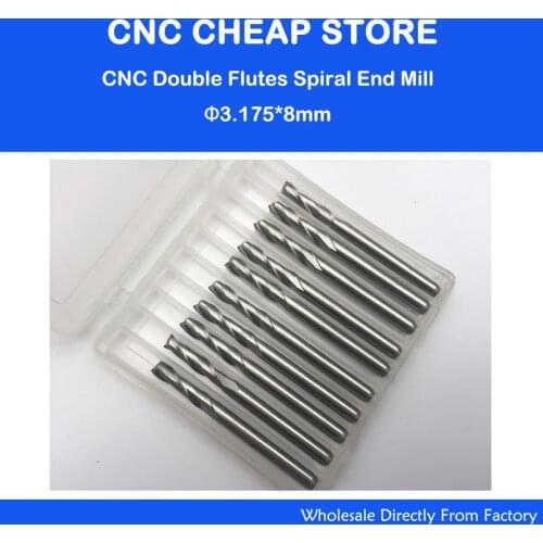 Free Ship 10pcs Solid Carbide 6mm Endmill Double Two Flute Spiral Bit CNC Router Bits CED 3.175mm CEL 8mm