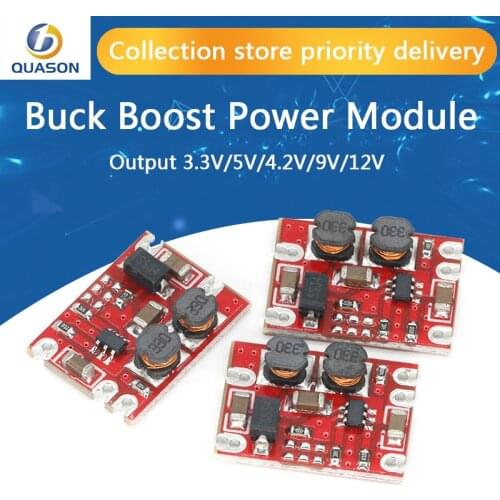 DC-DC Automatic Buck Boost Power Module Step Up and Down Board Input 3V-15V Output 3.3V/5V/4.2V/9V/12V Electronic DIY PCB