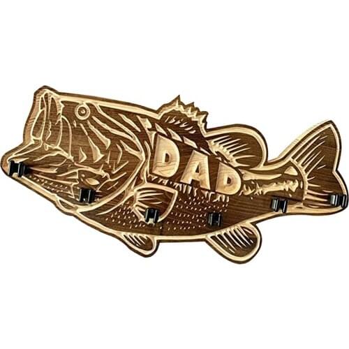 Wood Large Mouth Bass Fishing Rod Holder Wooden Fishing Rod Rack DIY Fishing Gear and Fishing Gifts for Dad 1/2pcs LBS