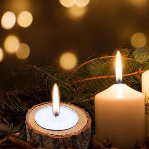 Rustic Wooden Candlestick Tealight Candle Holder Table Decoration Plant Flower Plot Ornament Craft 6x7cm