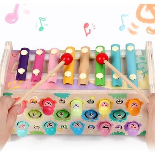 Baby Kid Musical Toys Wooden Xylophone Instrument Jigsaw Animals For Children Early Wisdom Education Toy Parent-Child Kids Gifts