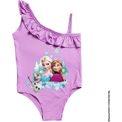 Disney Bathing Suit Girl One Piece Summer Frozen Elsa Swimsuit Cute Print Bathing Suits Ruffle Kids Toddler Beach Wear Bikini