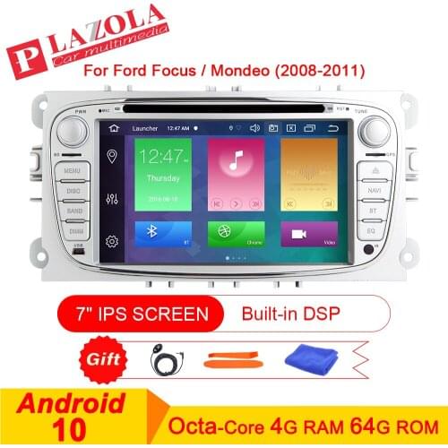 DSP IPS SCREEN Android 10 2 Din Car Multimedia Player for Ford Focus Mondeo S-MAX C-MAX Kuga GPS Stereo 2008-2011 WIFI CarPlay