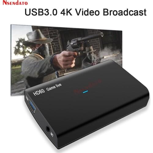 USB3.0 Video Capture Card w/Mic 1080P 60fps 4K HDMI Game Video Recorder for PS3 PS4 Xbox TV BOX Wirecast vMix OBS Live Streaming