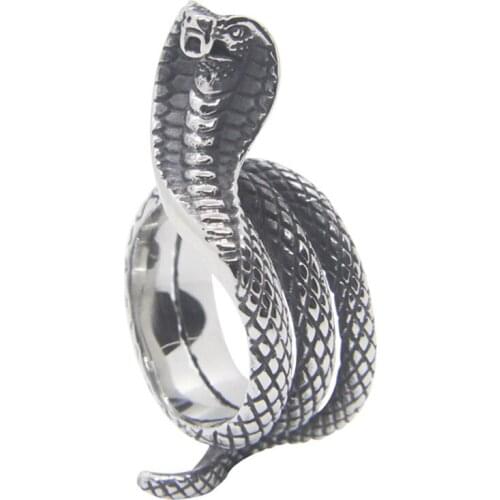 Cobra Ring 316L Stainless Steel Biker Punk Gothic Style Jewellery Snake Ring Size 7-13