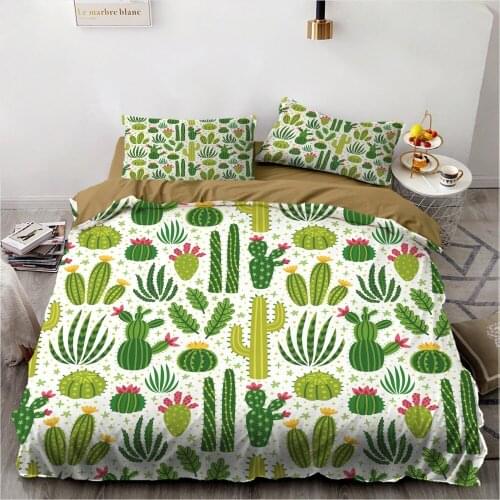 2/3 Pieces Cartoon Bedding Set 3D Print Tropical Cactus Duvet Cover For Bedroom Bed Cover Set For Kids Adults Bed Quilt Cover