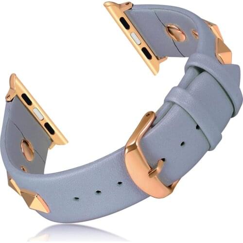 For 44MM 40MM 38MM 42MM Rivet Leather Strap for Apple Watch Band Series 6/SE/5/4/3/2 Boys/Girls Punk Bracelet for iWatch Belt