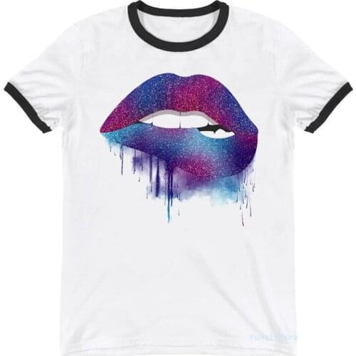Colorful Leopard Lips Tassel Print T-Shirt Women Clothes 2021 Funny Sexy Tshirt Femme Summer Fashion T Shirt Female Wholesale