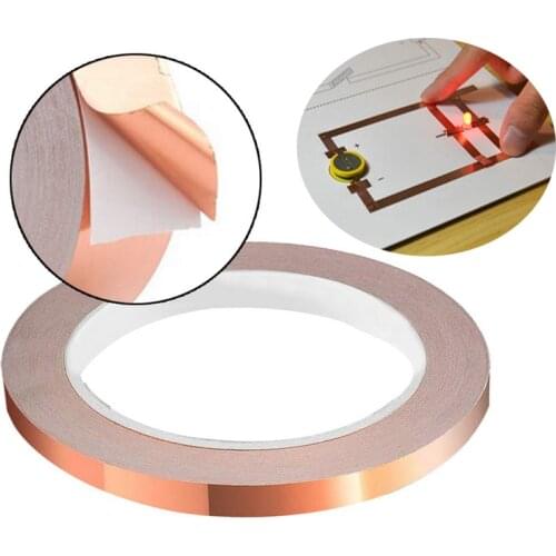 20Meters Double Side Conductive Copper Foil Tape Strip Adhesive EMI Shielding Heat Resist Tape Paper Circuits Electrical Repairs