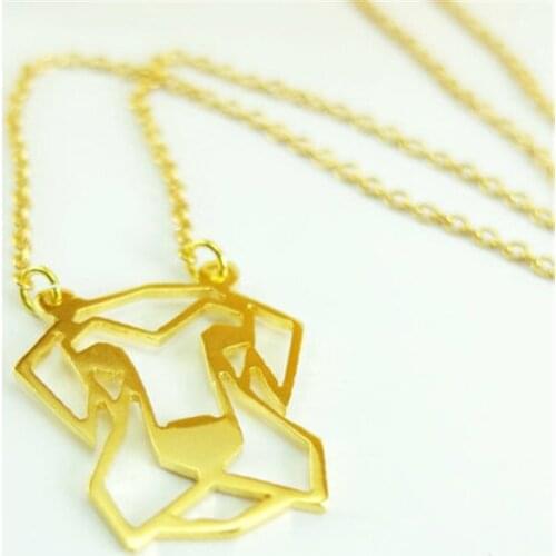 Trendy Airedale Terrier Dog Head Necklace Women Origami Statement pendant