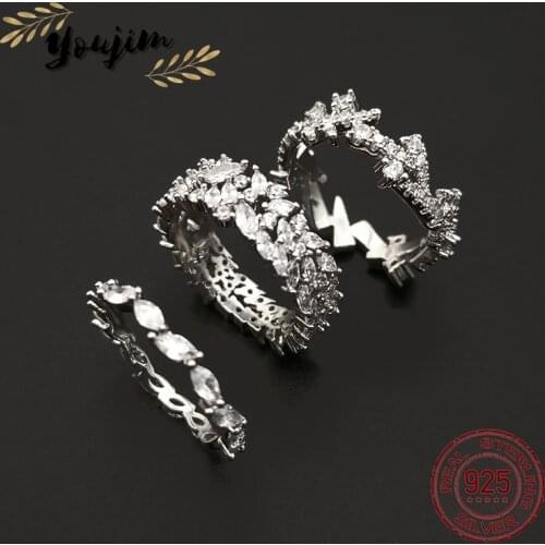 New Luxury Zircon 925 Silver Ring Women Elegant Fashion Jewelry Monaco Boutique Gift
