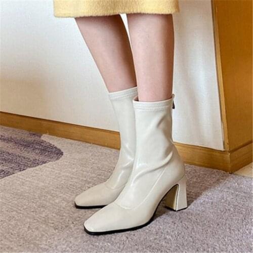 PXELENA Office Lady Dress Party Date Daily Ankle Boots Women PU Leather High Heels Spring Autumn Winter Shoes Plus Size 34-43