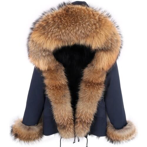 Man Short Parka Real Fur Coat Winter Jacket Natural Real Fox Fur Coats with placket Outerwear Streetwear Female real fur cost