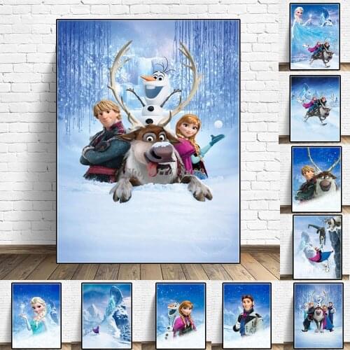 FROZEN Anime Movie Canvas Painting Disney Princess Anna Elsa Posters and Prints Wall Art Picture for Living Kids Home Room Decor
