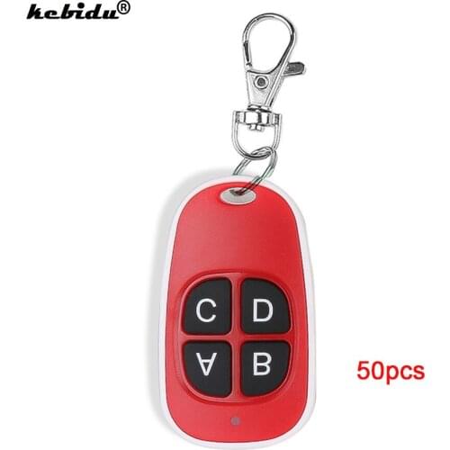 Kebidu 50pcs 433MHz Remote Control Electric Cloning Copy Controller Mini Wireless Transmitter Switch 4 buttons Car Key Fob