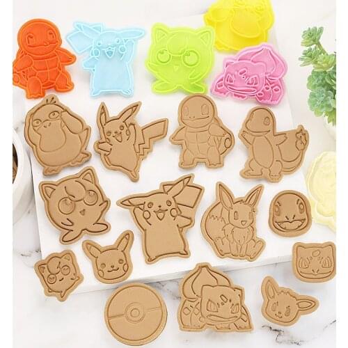TAKARA TOMY Pikachu Cookies Cutter Tools 3D Pressing Baking Accessories Bakery Tools Kitchen Supplies pokemon toys Party