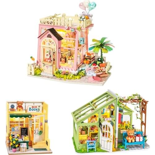 DIY Dollhouse with Furniture Kit LED Light Wood House Room Toy