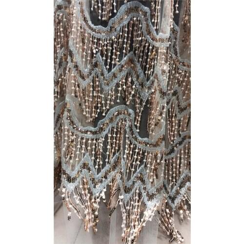 Special offer high quality african tulle lace fabric Wholesale sequins fringe French net lace fabric for Nigeria wedding