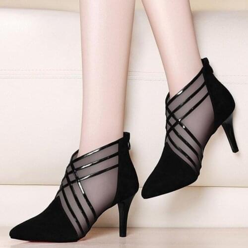 High heeled shoes pointed new fashion mesh breathable thin heeled Korean fashion single shoes womens shoes