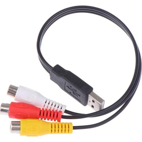 USB Male Plug To 3 RCA Male Adapter Audio Converter Video AV A/V Cable USB to RCA Composite Cord for HDTV TV/PC Television Wire