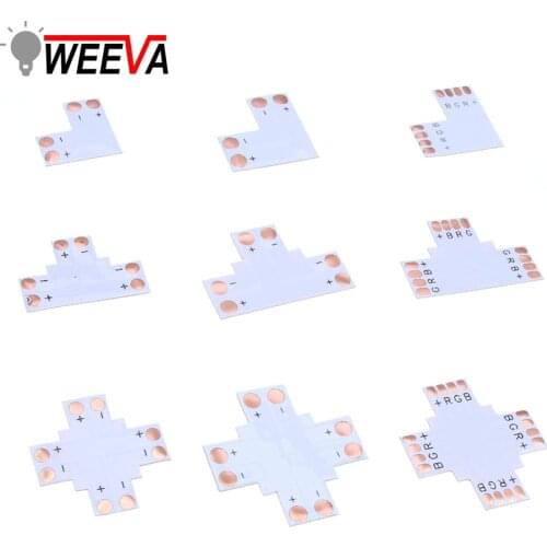 High quality LED Connector Strip 2pin 4pin 5pin 10mm L Shape T Shape X Shape PCB Connector 5 Pcs / lot