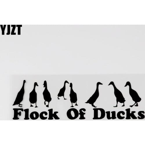 YJZT 15.4CMX4.7CM Cute Animal Flock Of Ducks Vinyl Car Sticker Black/Silver 8C-0023