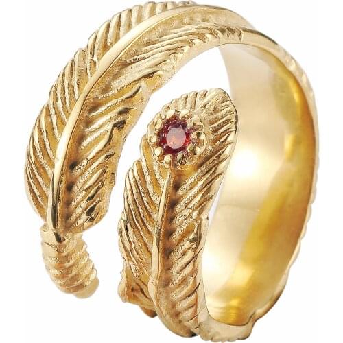 316L Stainless Steel Jewelry US Size 6-13 Unisex Red Blue Stone Dodo Feather Fadeless Ring