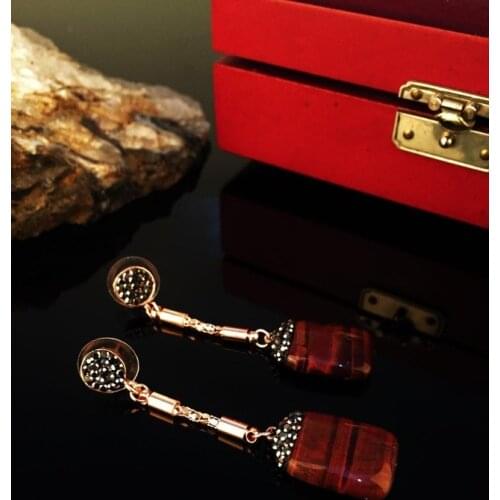Dr Stone Natural Stone Women 'S Rose Gold Plated Tiger 'S Eye Stone Earrings K 373144350