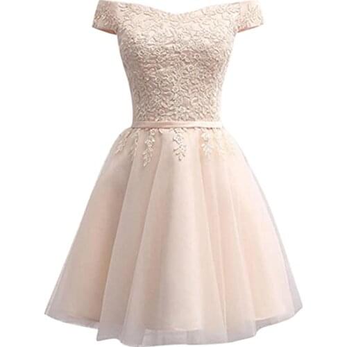 ANGELSBRIDEP V-Neck Homecoming Dresses Vestidos De Festa Fashion Applique Tulle Sash Graduation Formal Party Gowns Online Hot