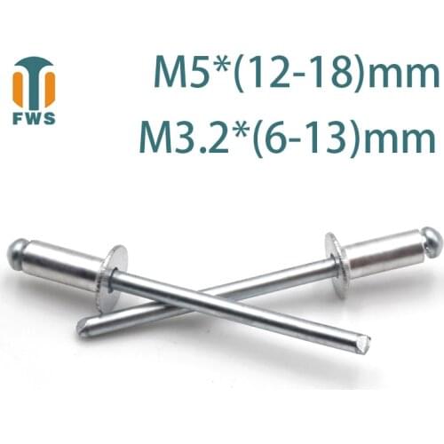 10PCS M5 M3 6-18mm Aluminium Open End Countersunk Head Break Mandrel Blind Rivet Nail Pop Rivets for Furniture Car Aircraft