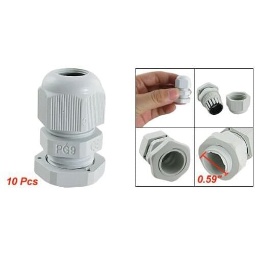 10 Pcs PG9 White Plastic Waterproof Cable Glands Joints