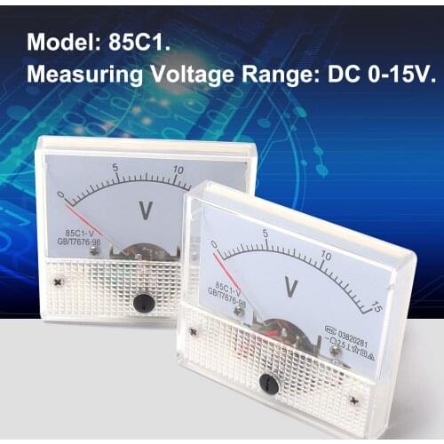 2Pcs 85C1-V DC 0--15V Analogue DC Voltage Needle Panel Meter Voltmeter