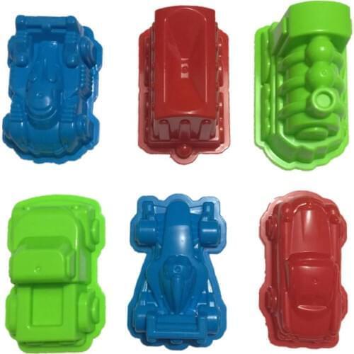 6 Pcs Car Suit Power Playing Sand Molds Space Playing Sand Car Molds Puzzle Beach Toy Kit