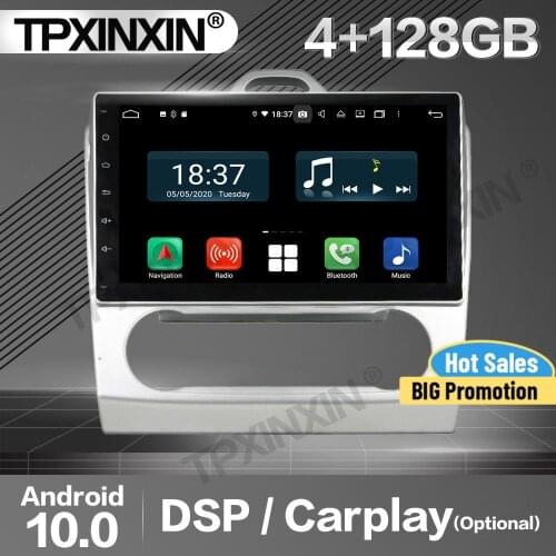 128G Carplay Car Radio 2 Din Stereo Receiver Android 10 For Ford Focus 2007-2010 2011 AT GPS Player Audio Recorder Head Unit